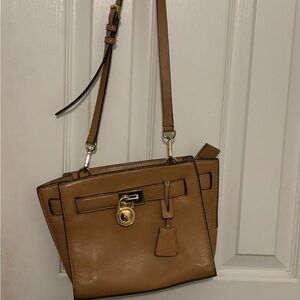 Michael Kors Tan Leather Crossbody Bag with Gold Hardware